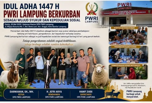 Maknai Idul Adha 1447 H, DPD PWRI Lampung Salurkan Hewan Kurban untuk Masyarakat
