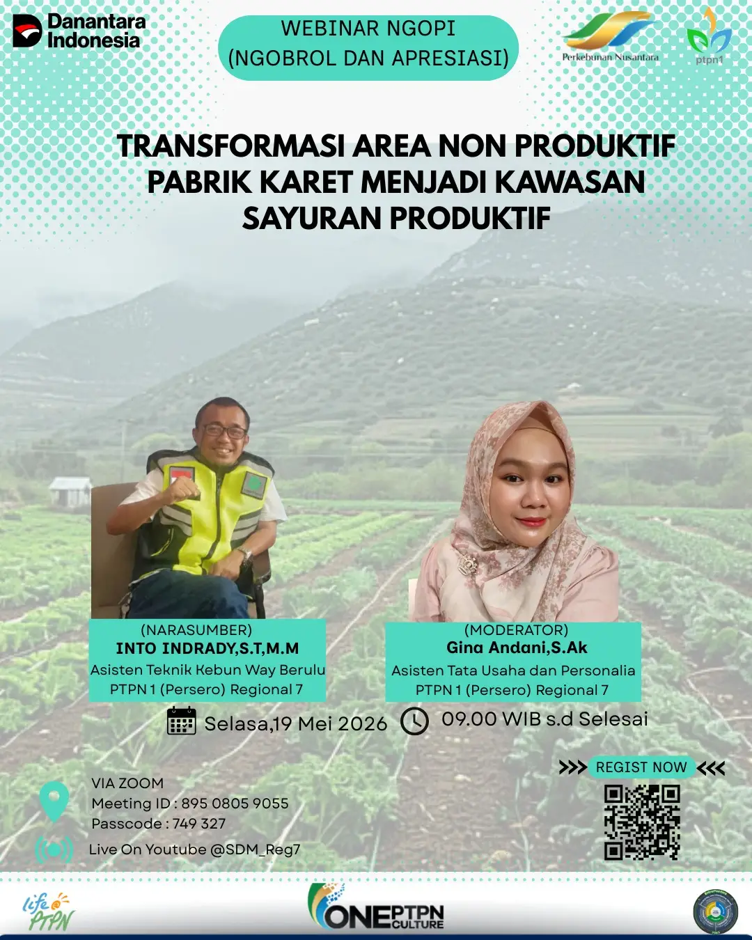 “Dari Lahan Tak Terpakai Menjadi Harapan Baru” PTPN I Regional 7 Gelar Webinar NGOPI Bahas Kawasan Sayuran Produktif di Area Pabrik Karet