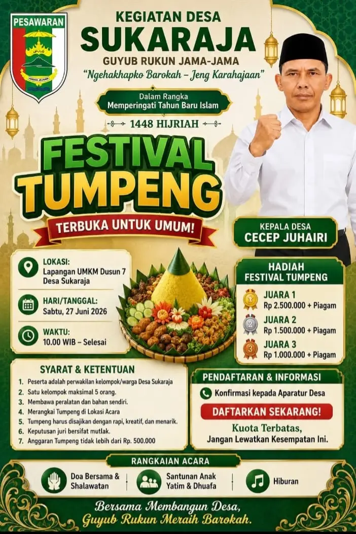 Festival Tumpeng Tahun Baru Islam 1448 Hijriah di Desa Sukaraja, Wujud Kebersamaan dan Meraih Keberkahan