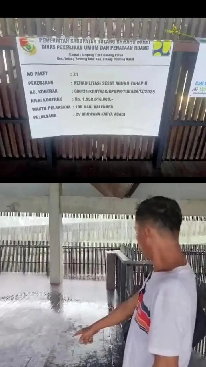 Ironi Ikon Daerah: Usai Renovasi Rp1,9 M, Sesat Agung Tubaba Rusak, Kontraktor Diminta Bertanggung Jawab